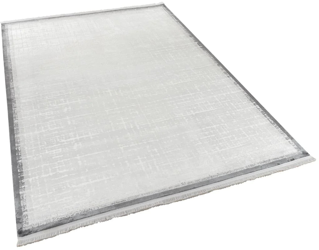 Apex Calista 1741 Gri Çerçeve Desen Viskon Özel Tezgah Halısı
