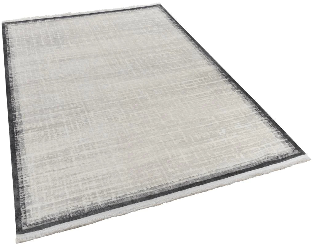 Apex Calista 1741 Gri Çerçeve Desen Viskon Özel Tezgah Halısı