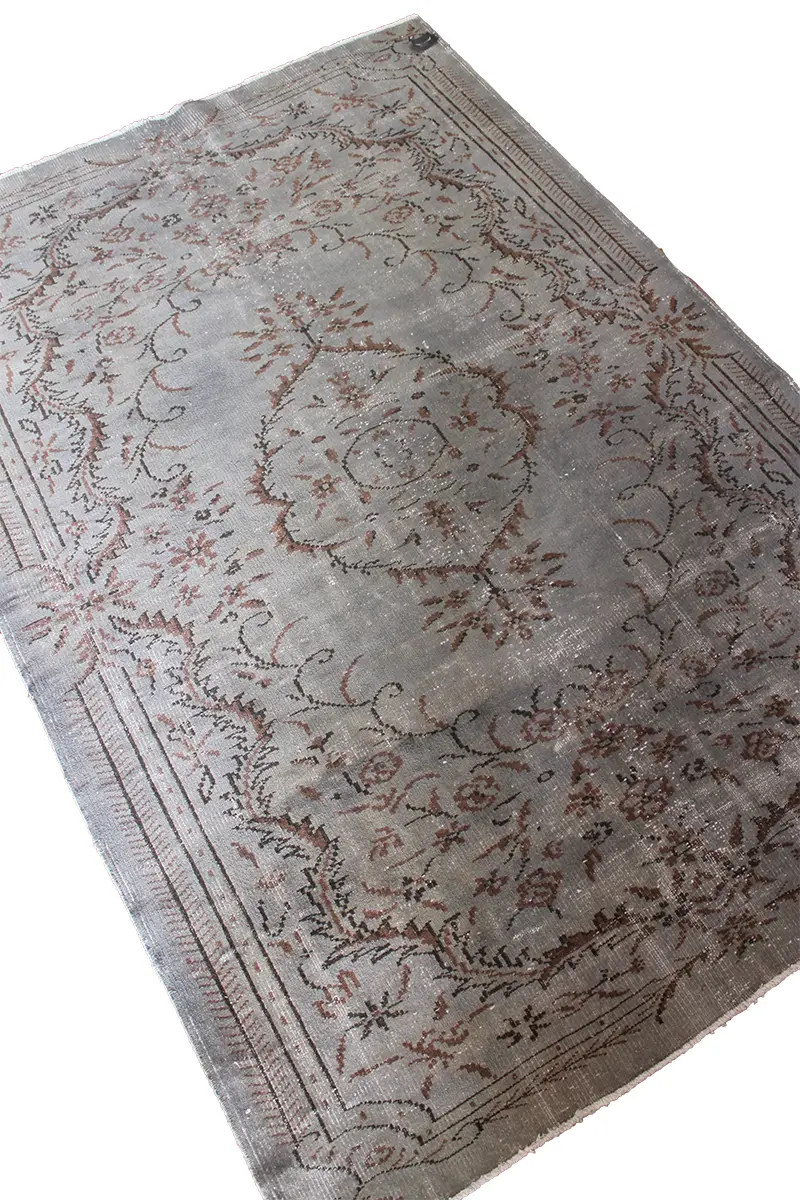 El Dokuma Gri Vintage Halı