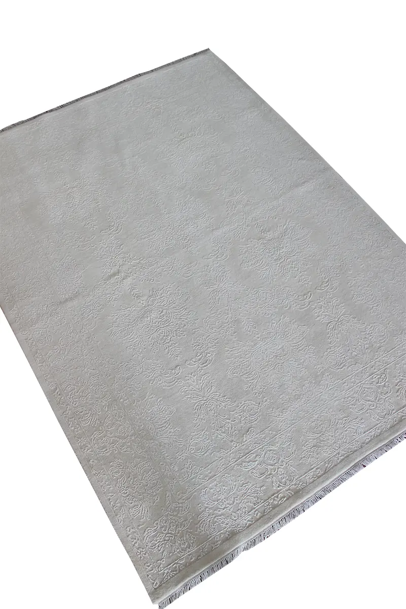 El Dokuma Krem Uşak Desenli Yün Halı