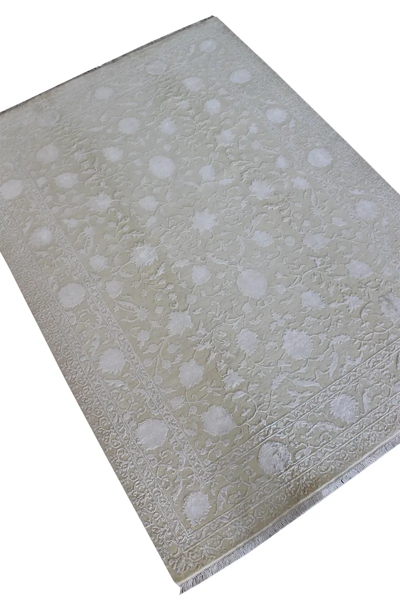 El Dokuma Krem Uşak Desenli Yün Halı