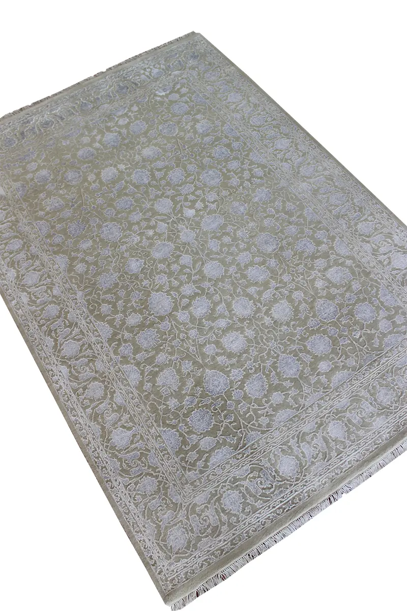 El Dokuma Bej Uşak Desenli Yün Halı