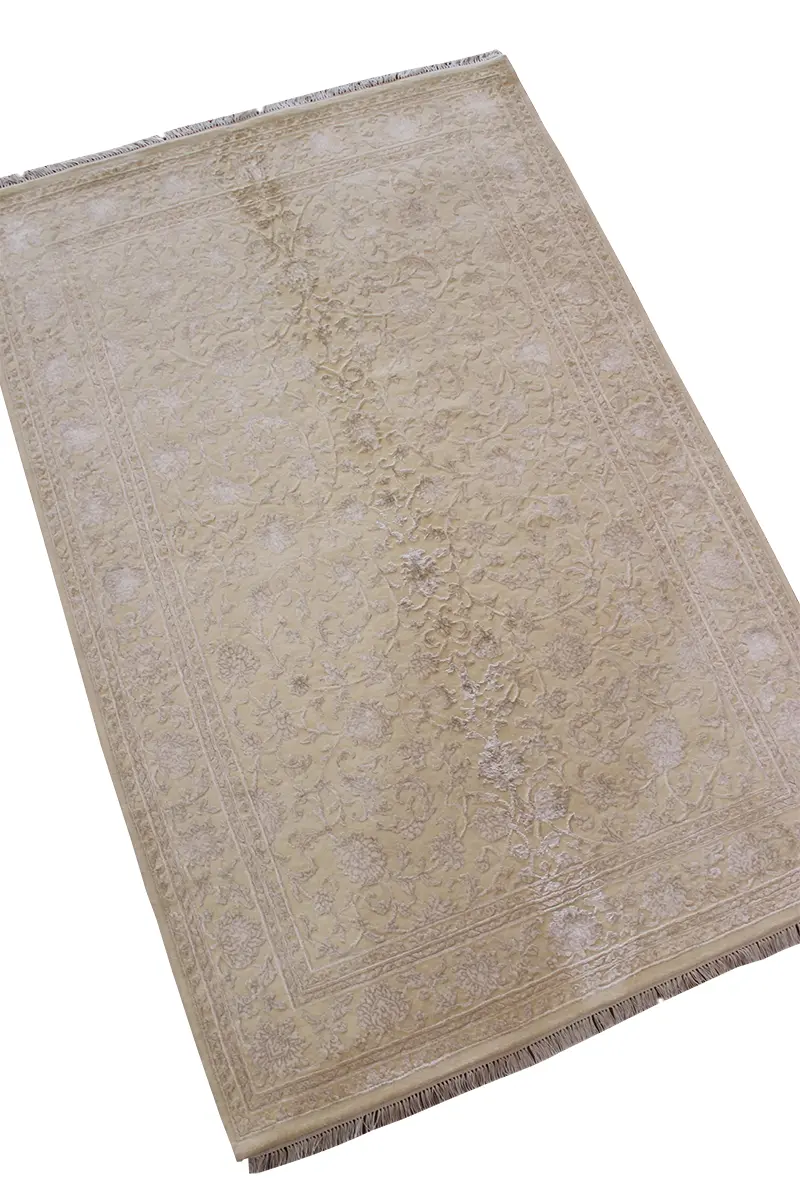 El Dokuma Krem Uşak Desenli Yün Halı