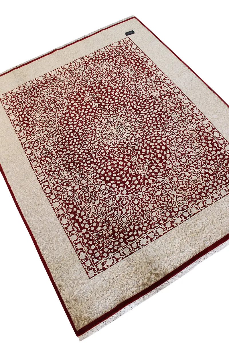 El Dokuma Kırmızı Uşak Desenli Yün Halı