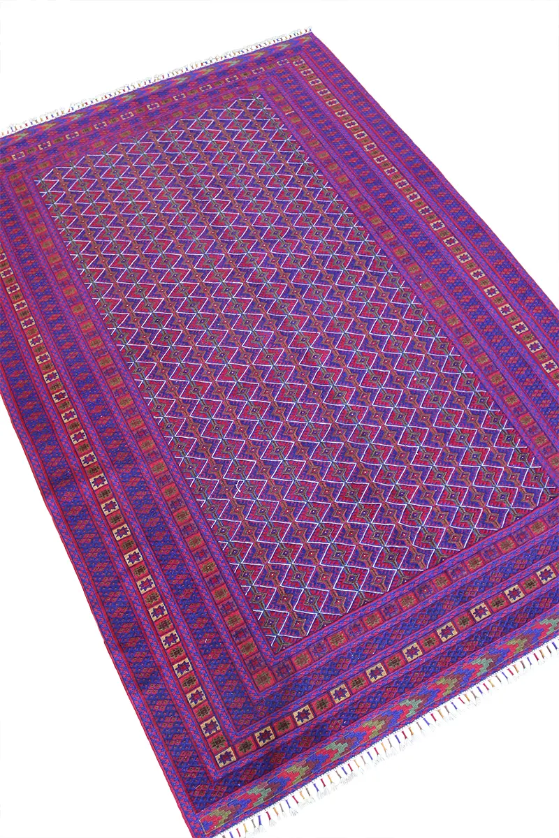 El Dokuma Afgan Berceste Bordo Yün Kilim