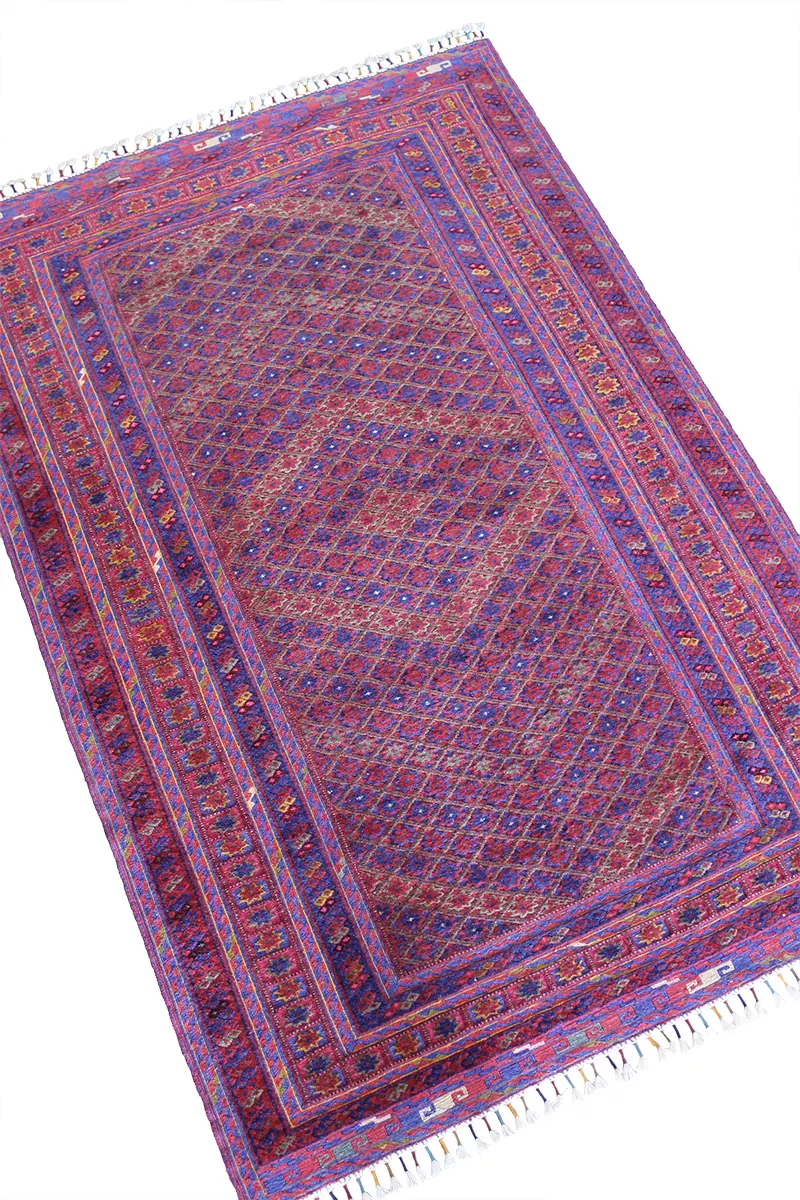 El Dokuma Afgan Berceste Bordo Yün Kilim