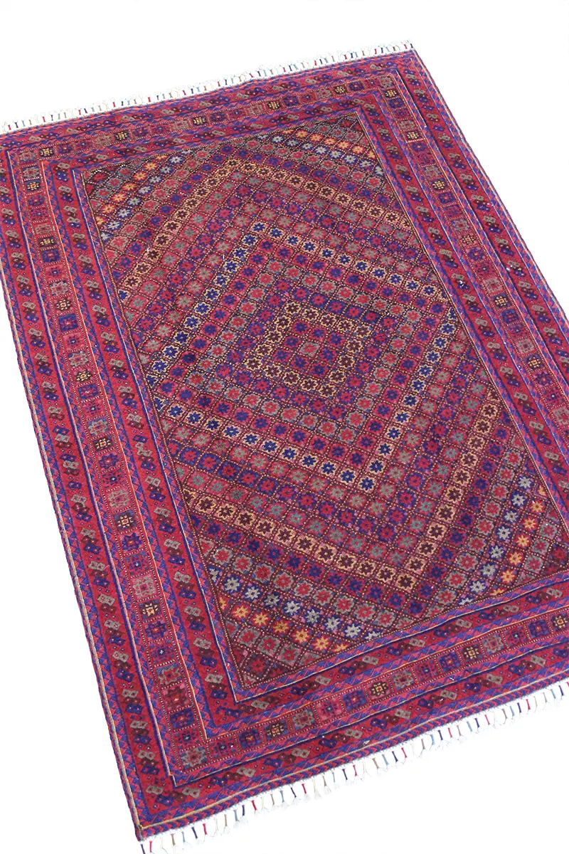 El Dokuma Afgan Berceste Bordo Yün Kilim