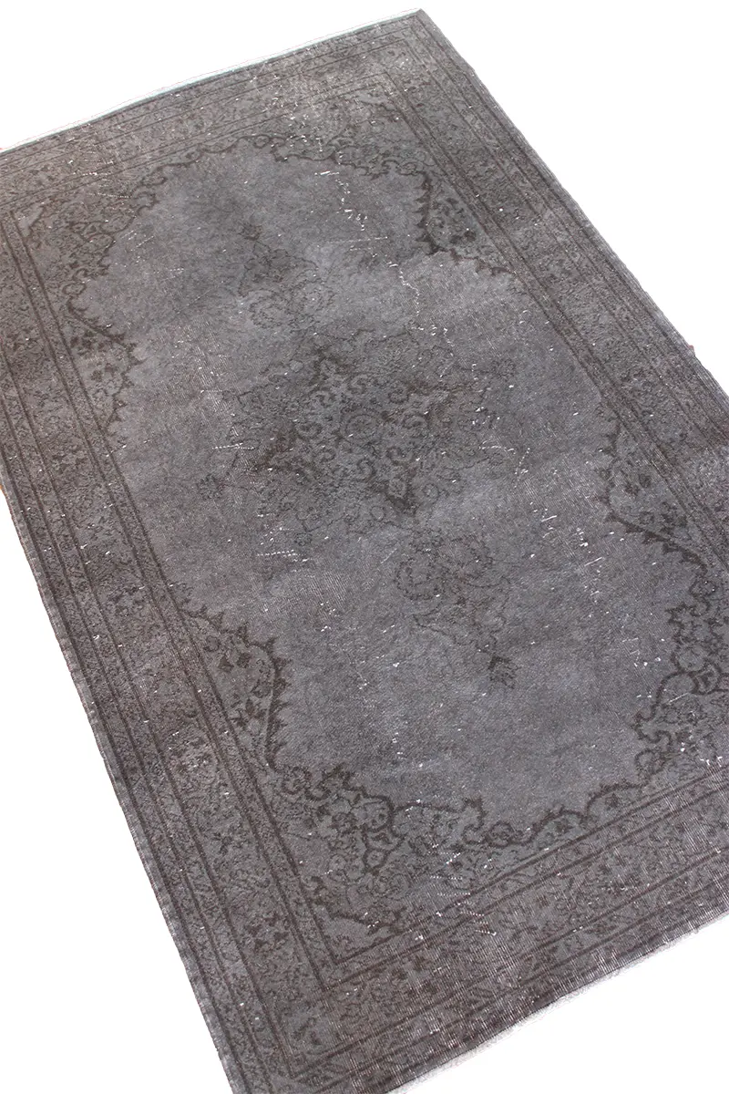 El Dokuma Gri Vintage Halı