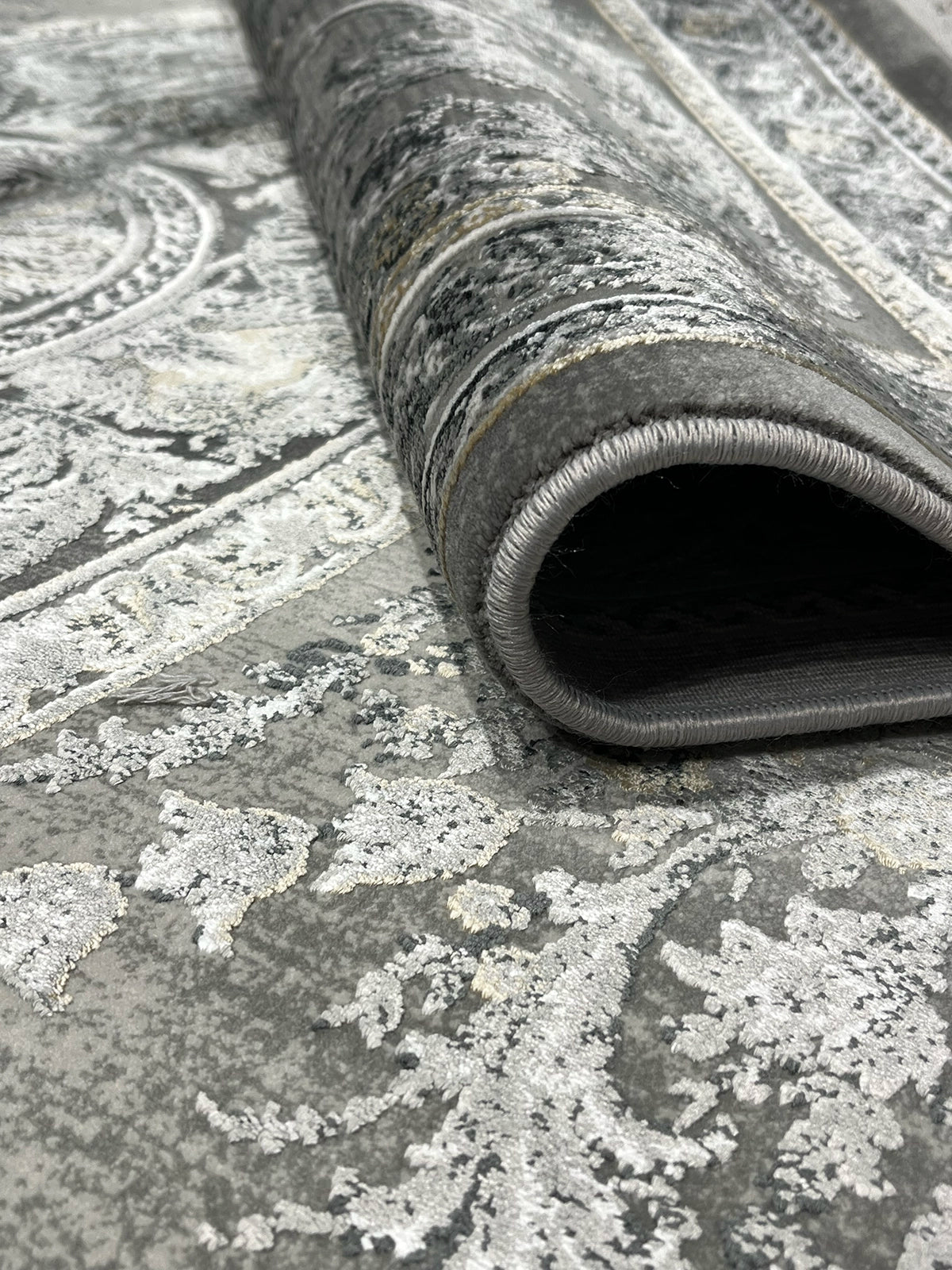 Klasik Desen Gri Bambu Özel Tezgah Halısı