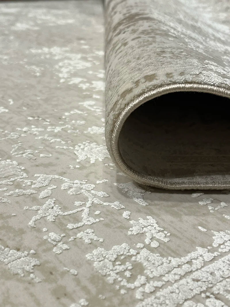 Olimpos Serisi Eskitme Desen Bej Bambu Özel Tezgah Halısı