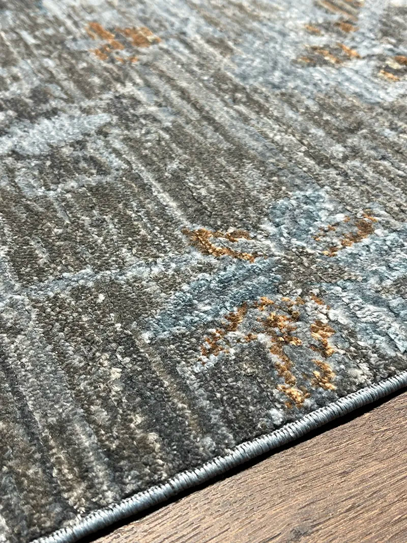 Woolknot Ametist Vintage Desen Mavi Makine Halısı