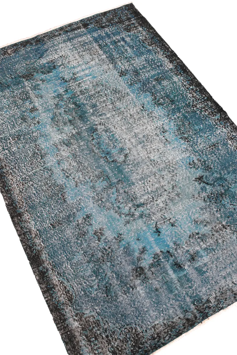 El Dokuma Mavi Vintage Halı