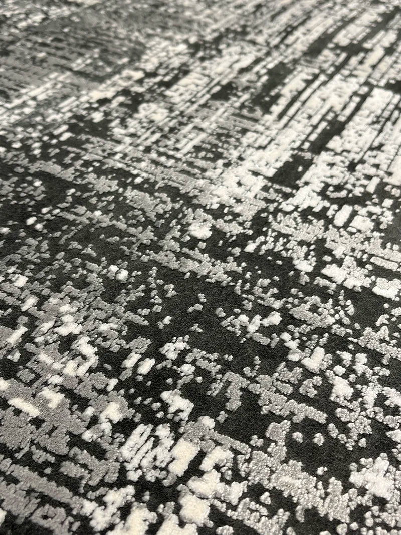 Eskitme Desen Gri Bambu Özel Tezgah Halısı