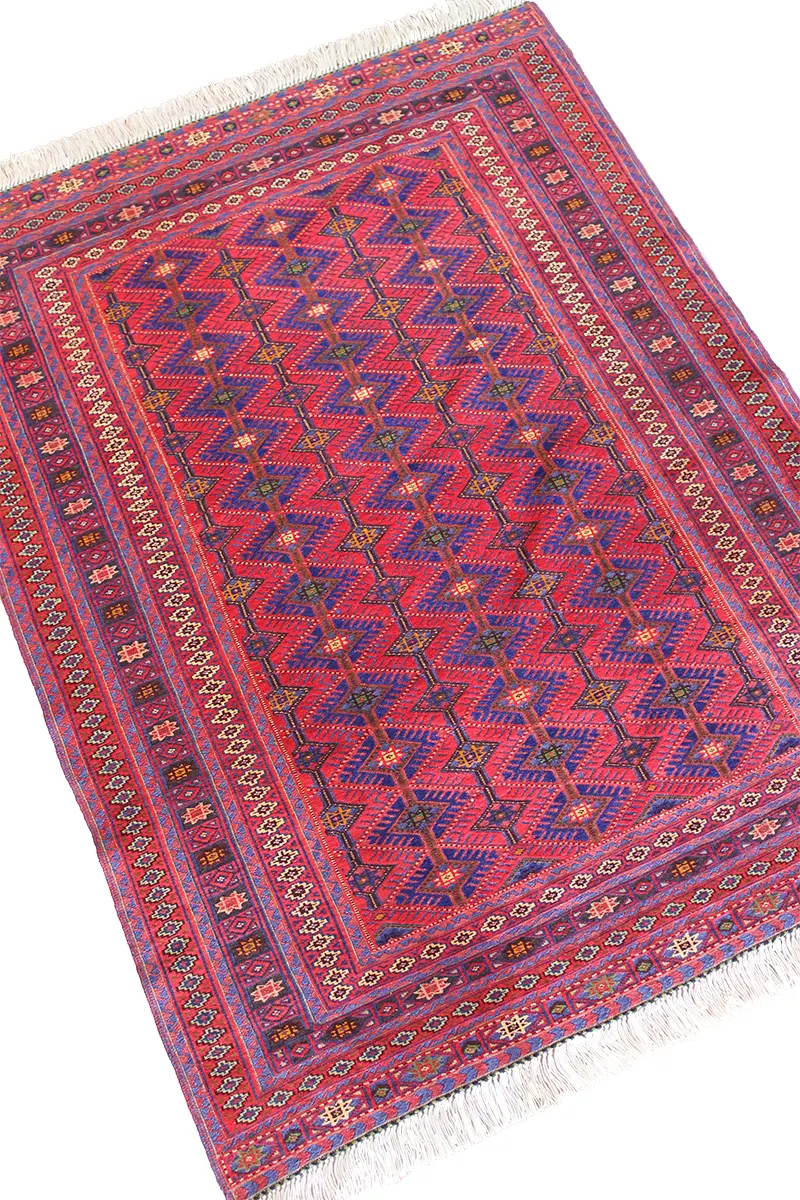 El Dokuma Afgan Berceste Kırmızı Yün Kilim