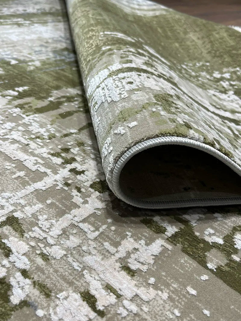 Eskitme Desen Yeşil Bambu Özel Tezgah Halısı