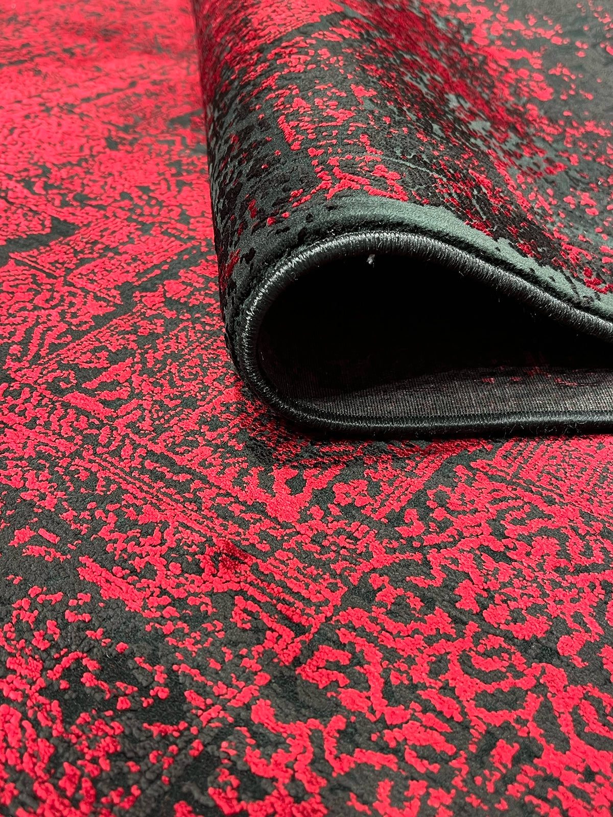 Eskitme Desen Kırmızı Bambu Özel Tezgah Halısı