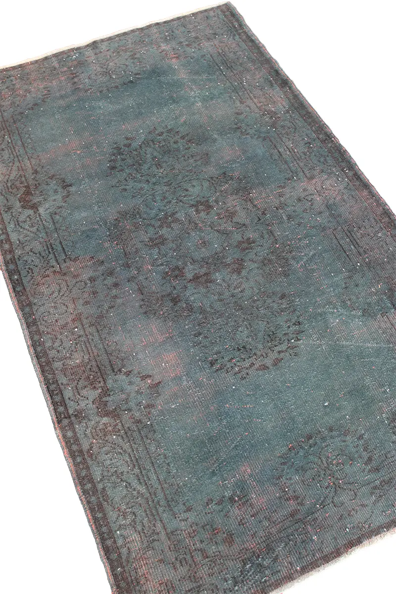 El Dokuma Mavi Vintage Halı