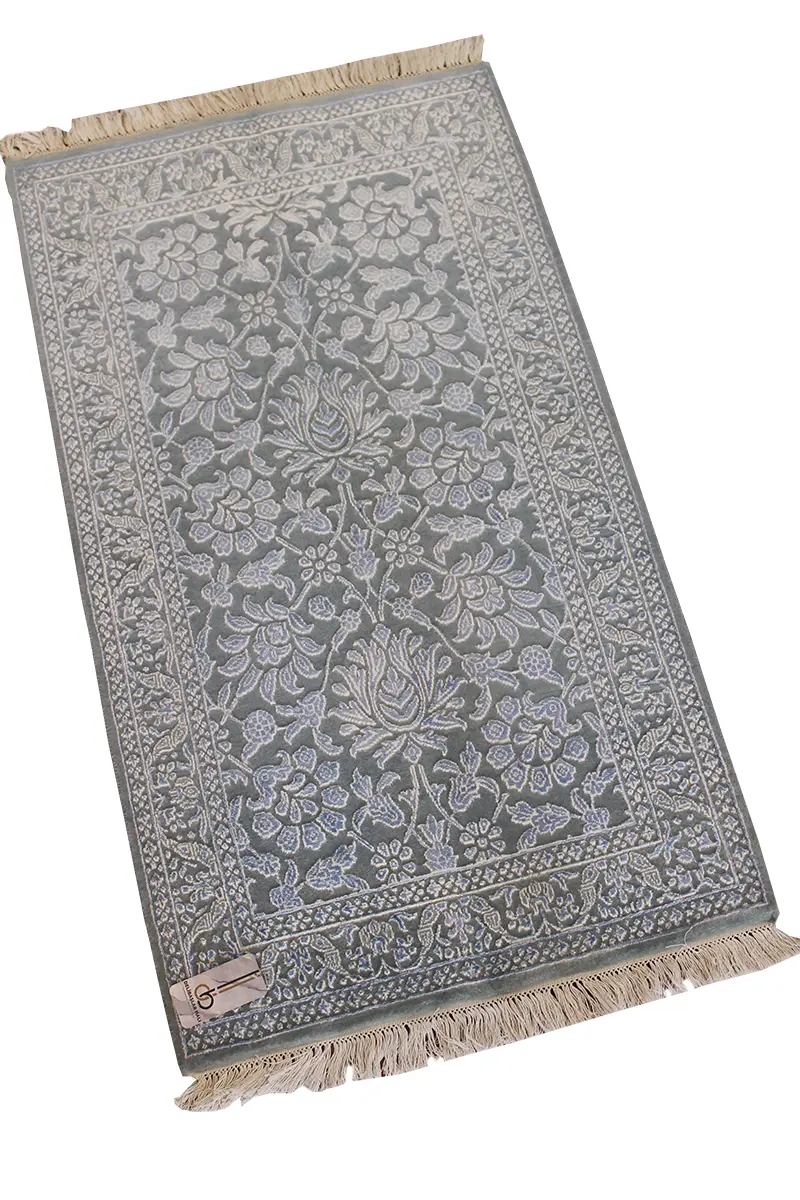 El Dokuma Mavi Uşak Desenli Yün Halı