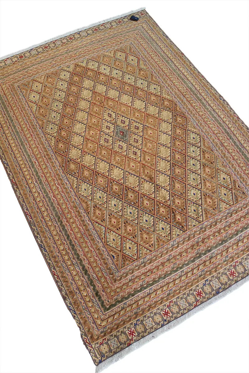 El Dokuma Afgan Berceste Kahve Yün Kilim