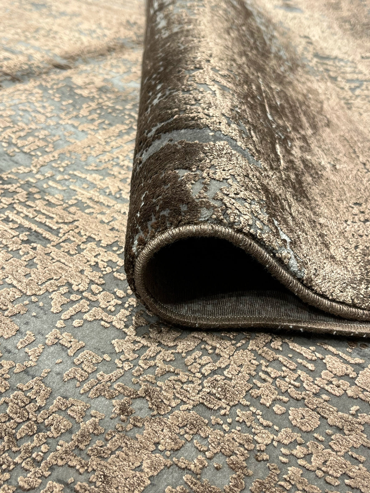 Eskitme Desen Kahve Bambu Özel Tezgah Halısı