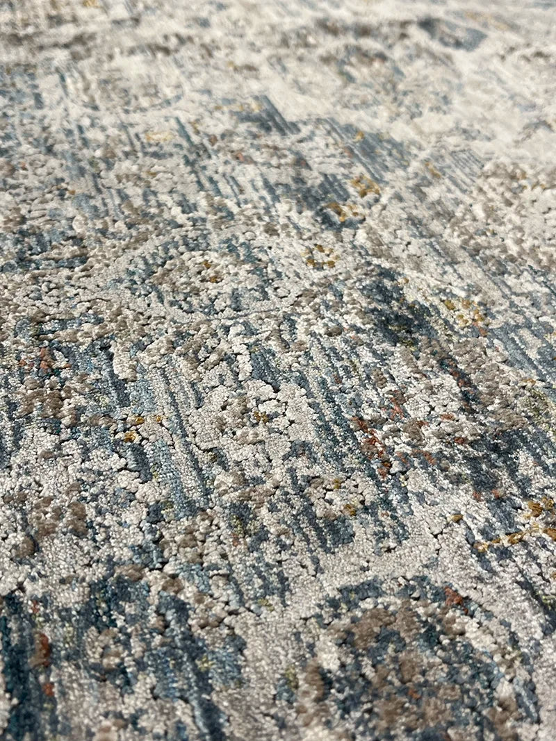 Anadolu Desenli Mavi Bambu Özel Tezgah Halısı