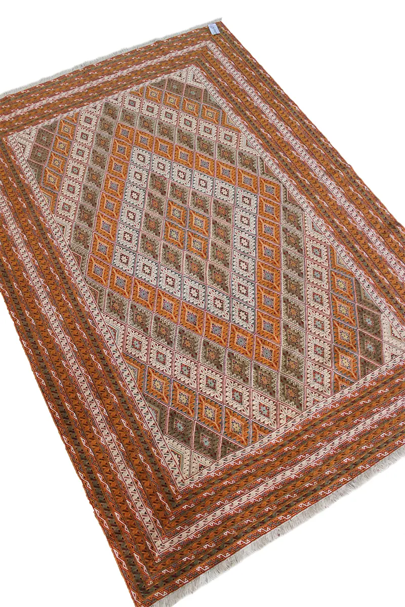 El Dokuma Afgan Berceste Kahve Yün Kilim