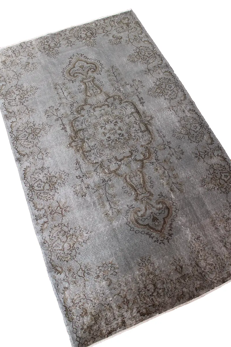 El Dokuma Gri Vintage Halı