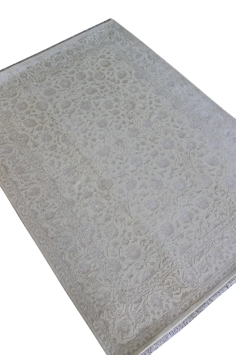 El Dokuma Krem Uşak Desenli Yün Halı