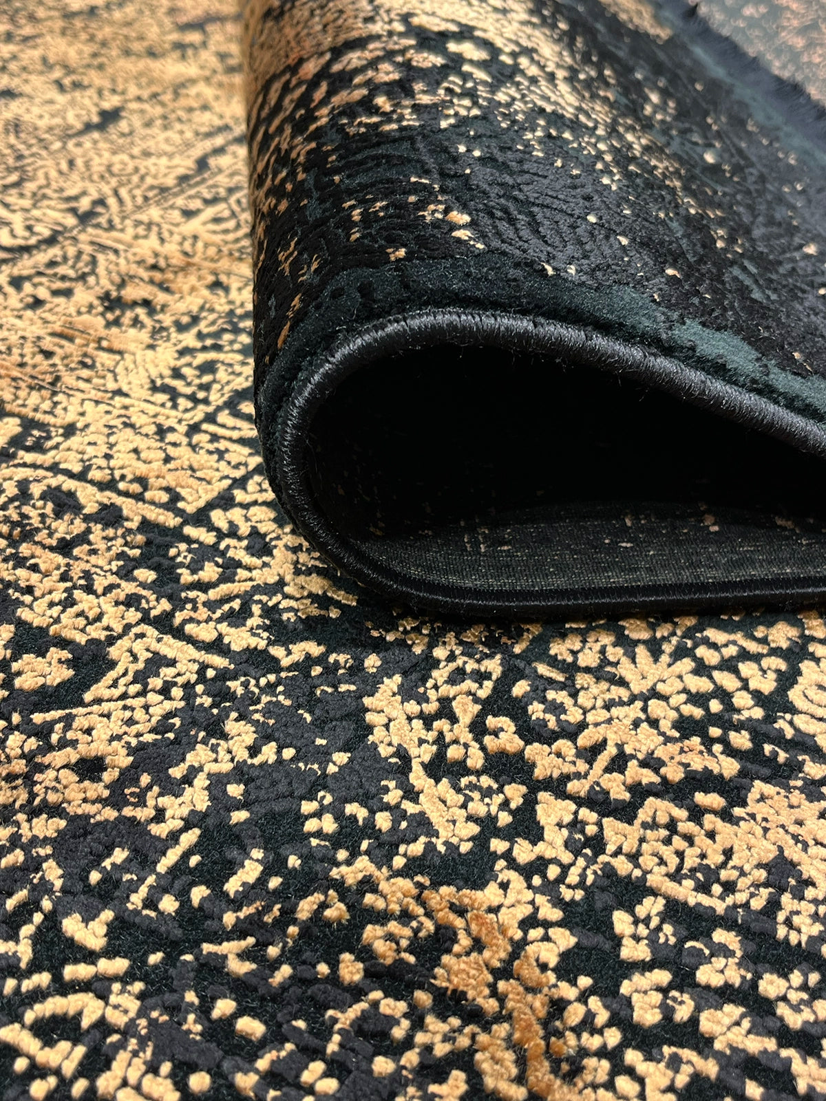 Eskitme Desen Sarı Bambu Özel Tezgah Halısı