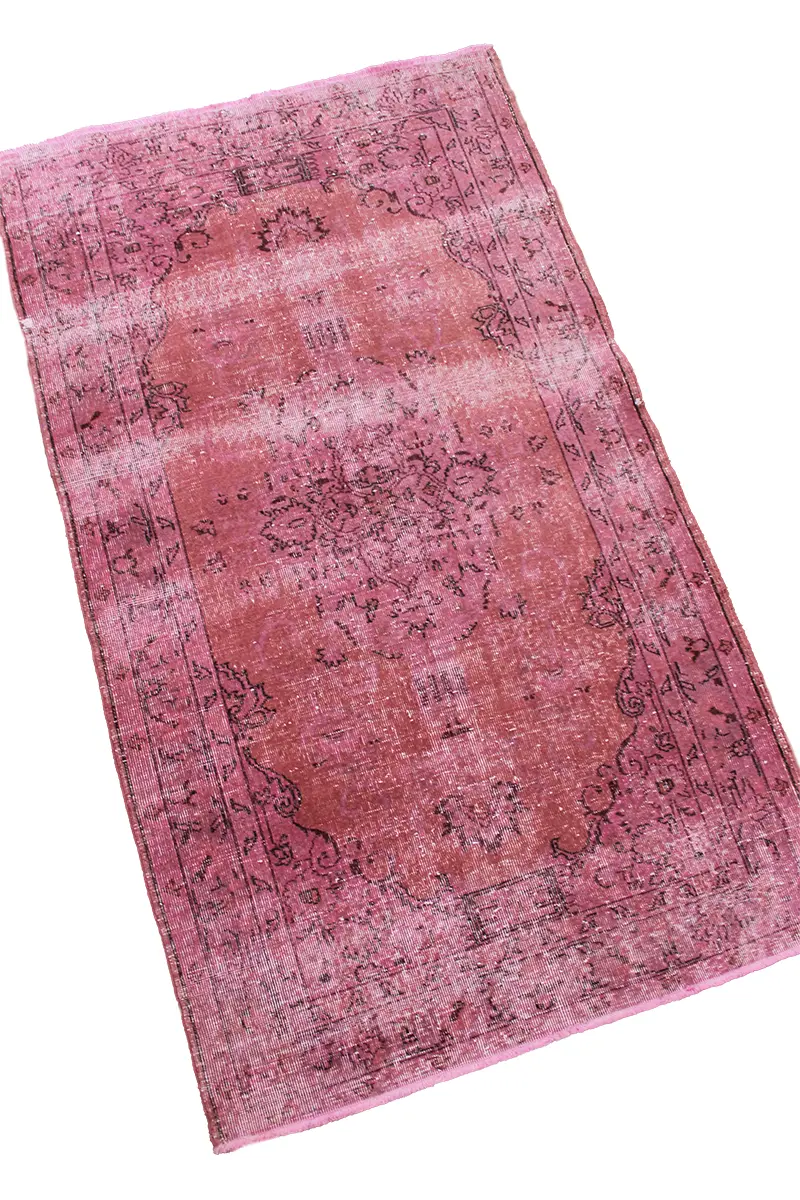 El Dokuma Pembe Vintage Halı