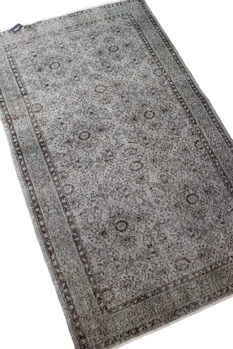 El Dokuma Gri Vintage Halı
