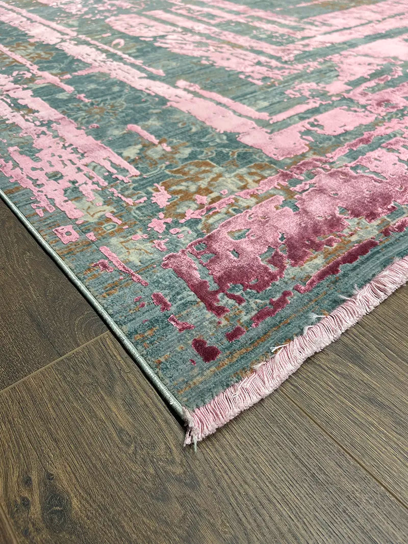 Uşak Desenli Pembe Bambu Özel Tezgah Halısı