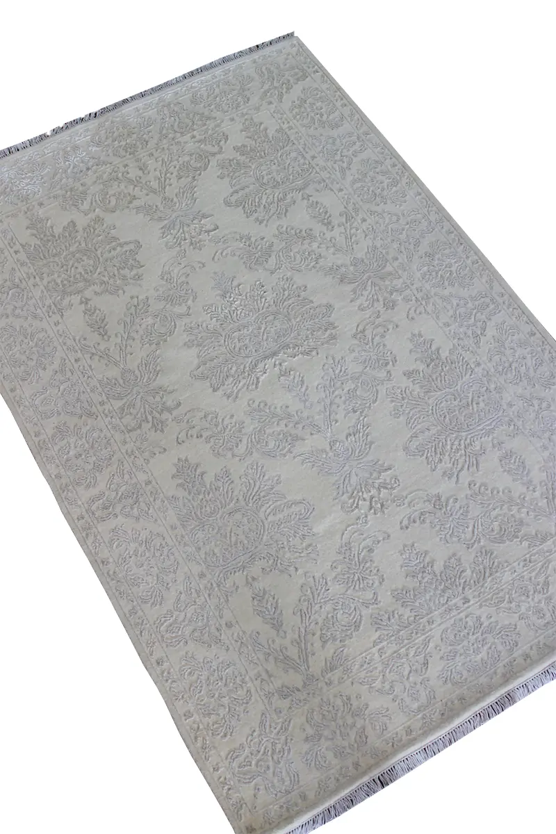 El Dokuma Krem Uşak Desenli Yün Halı