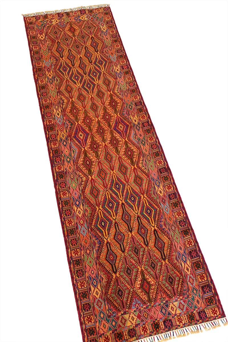 El Dokuma Afgan Berceste Renkli Yün Kilim Yolluk