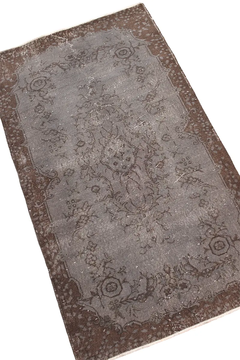El Dokuma Gri Vintage Halı
