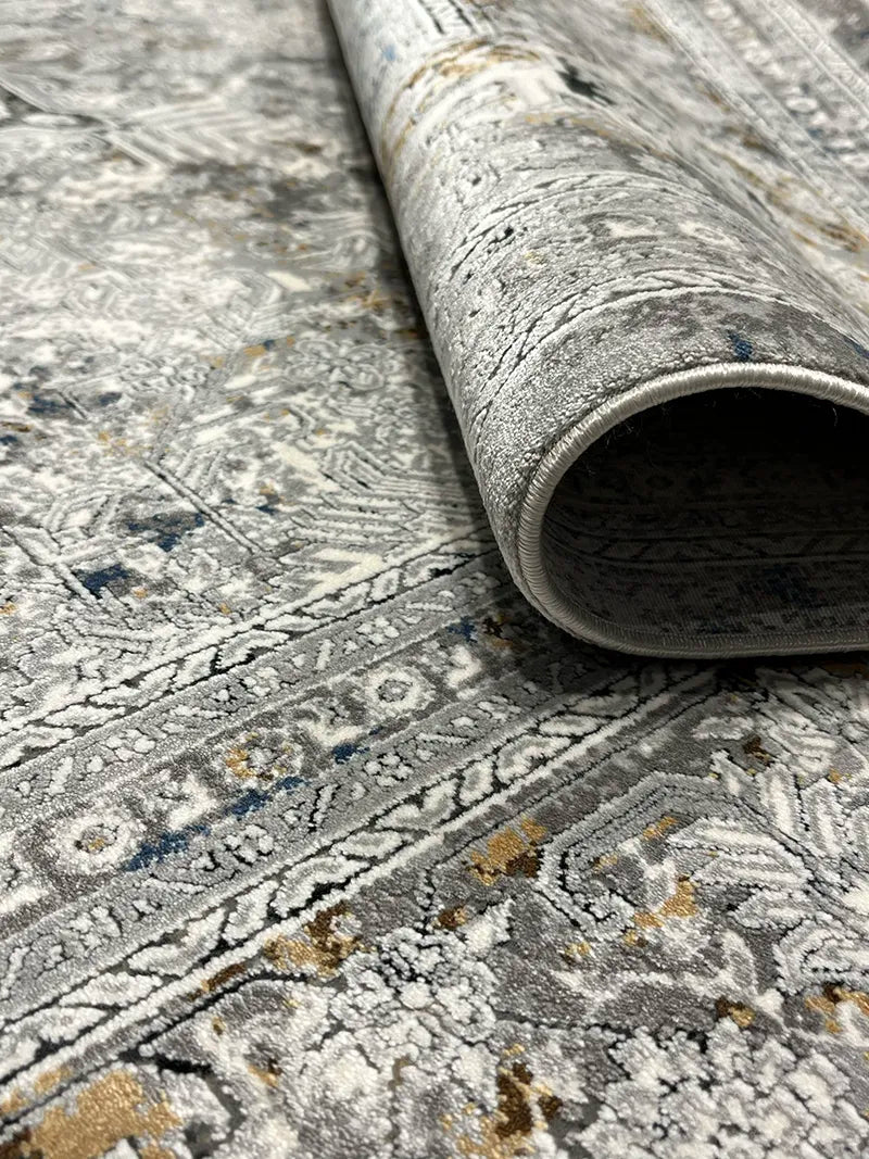 Klasik Desen Gri Bambu Özel Tezgah Halısı