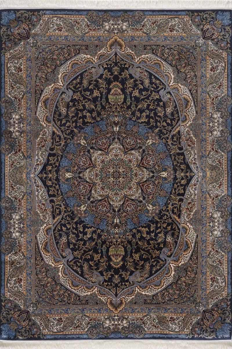 Woolknot Qum 2029 Mavi İpek Özel Tezgah Halısı