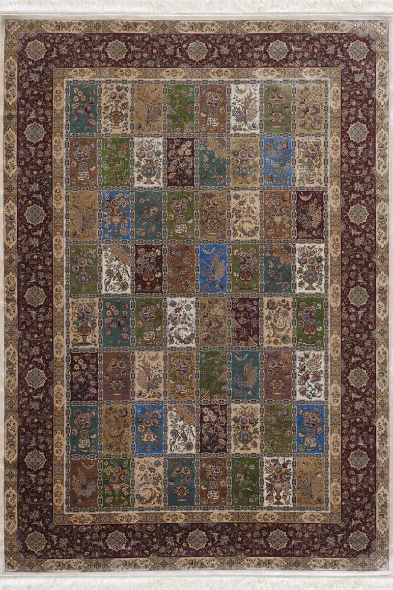 Woolknot Qum 2040 Bordo İpek Özel Tezgah Halısı