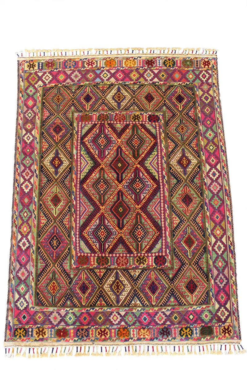 El Dokuma Afgan Berceste Renkli Yün Kilim