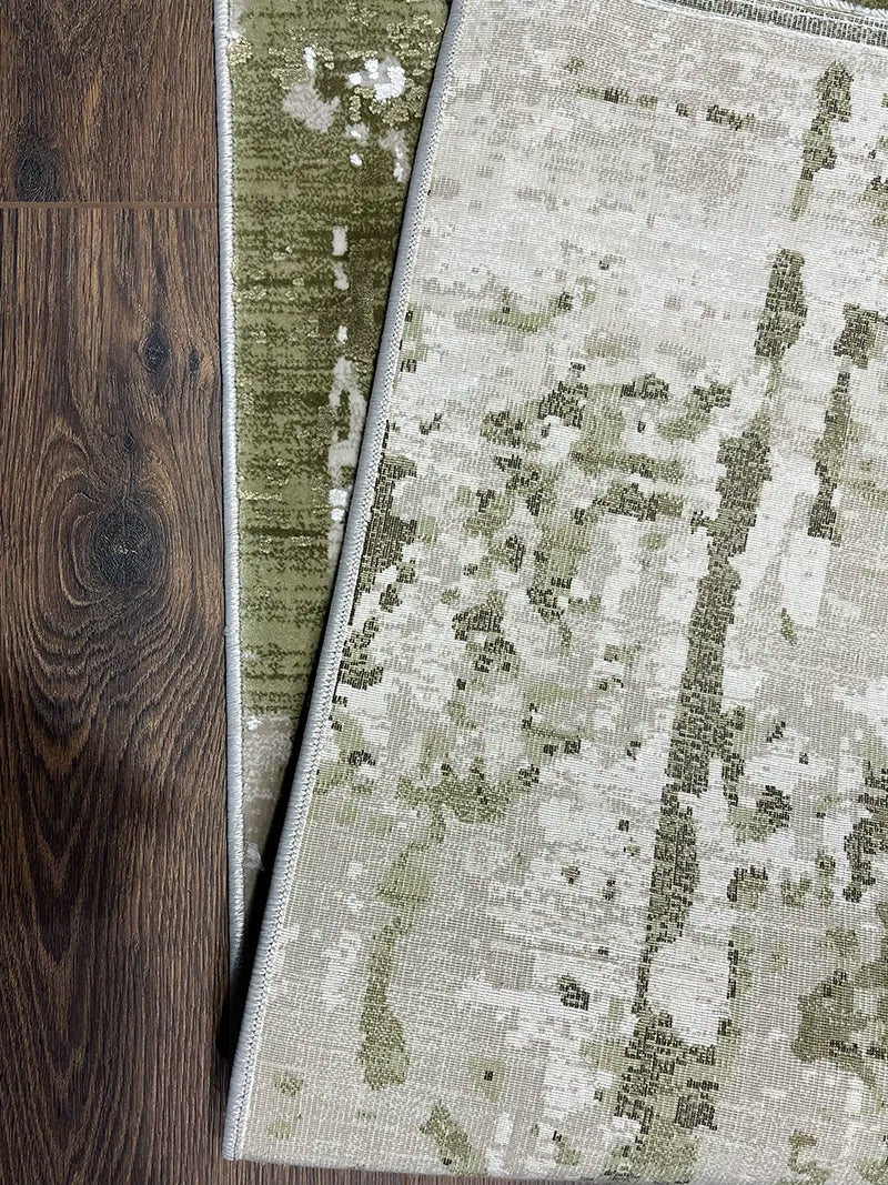 Eskitme Desen Yeşil Bambu Özel Tezgah Halısı