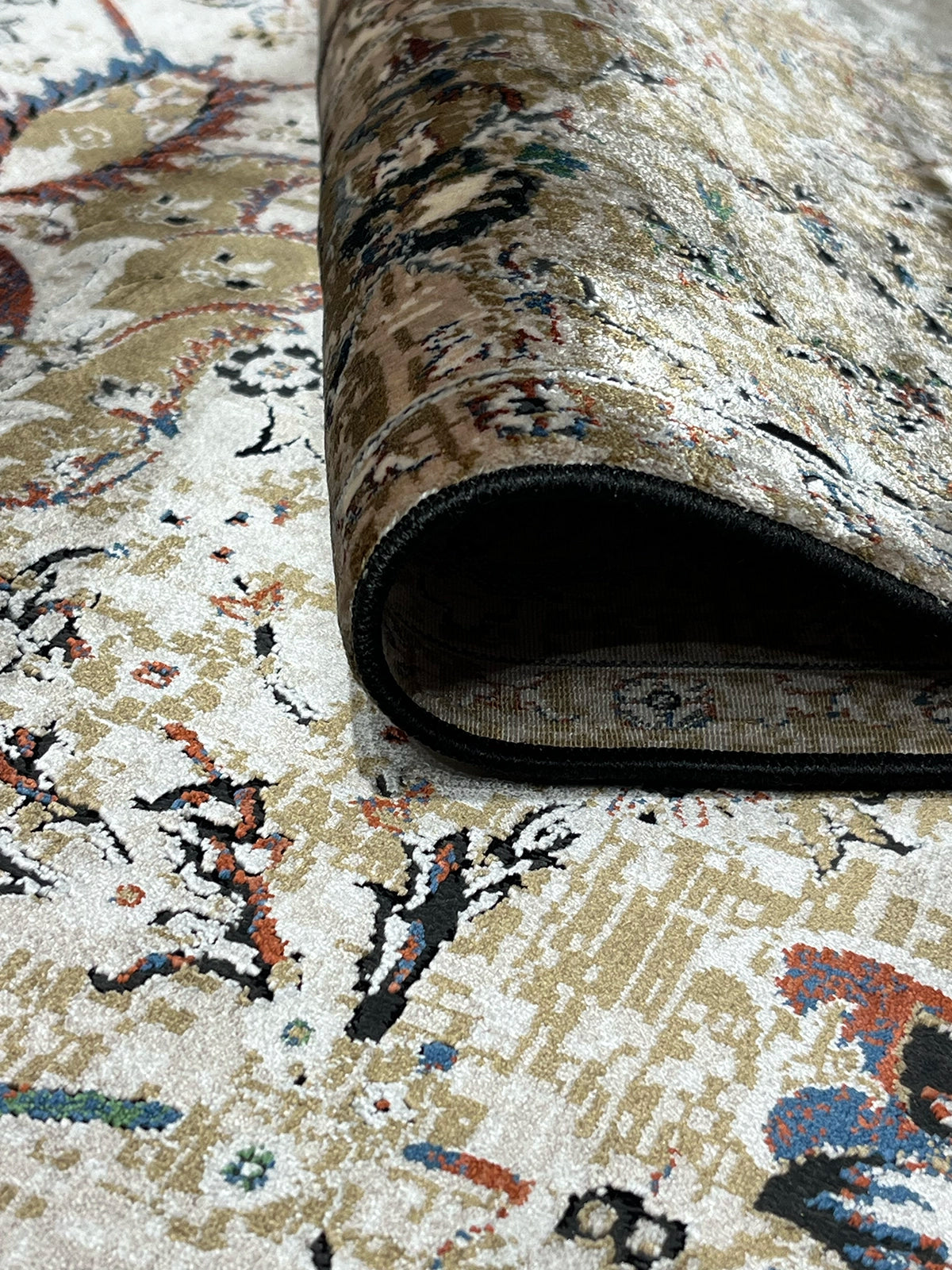 Pietra Serisi Etnik Desen Bej Bambu Özel Tezgah Halısı