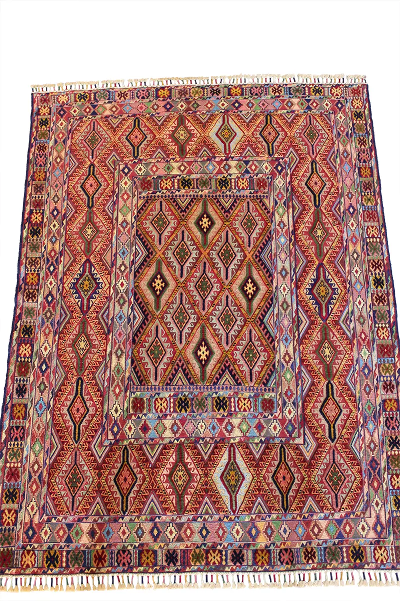 El Dokuma Afgan Berceste Renkli Yün Kilim