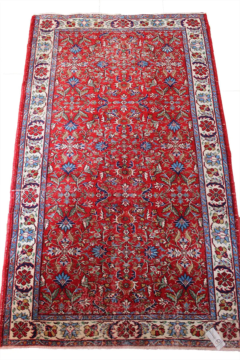 El Dokuma Kırmızı Vintage Halı