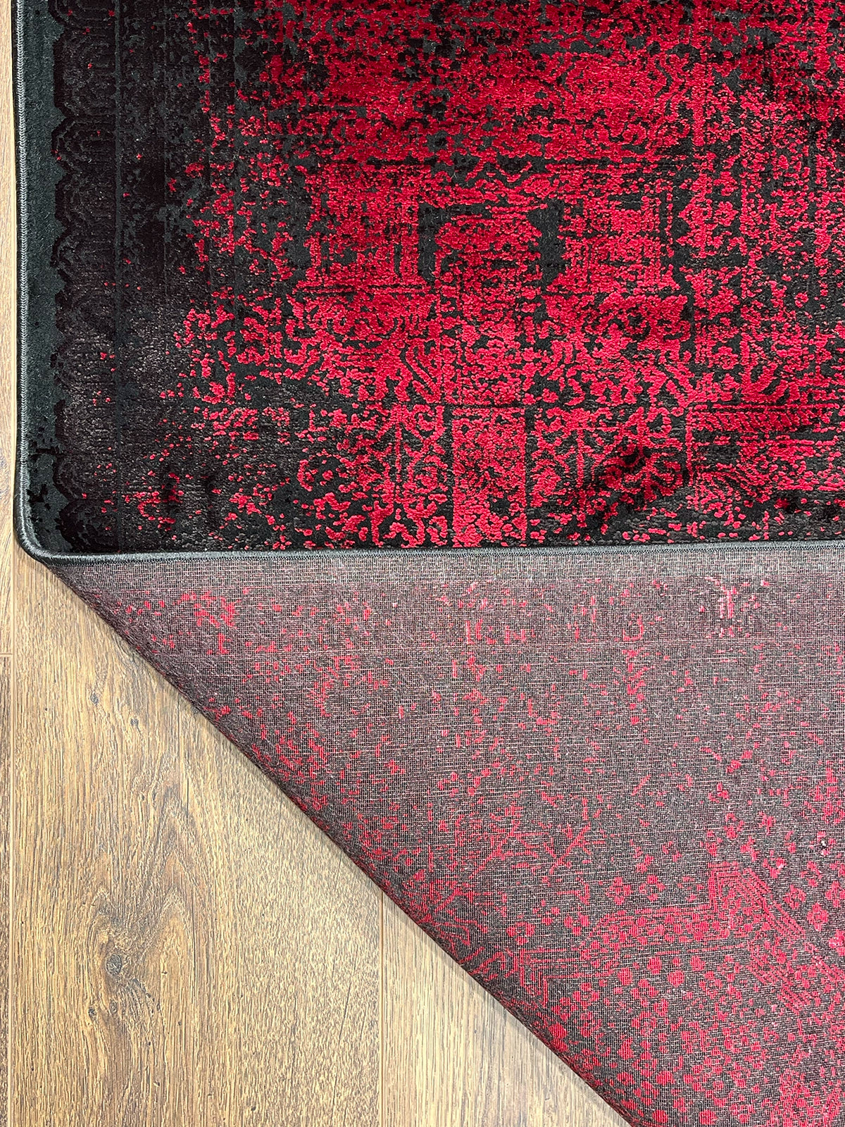 Eskitme Desen Kırmızı Bambu Özel Tezgah Halısı