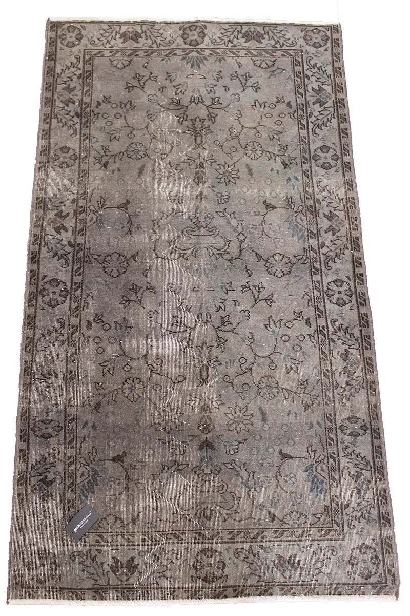 El Dokuma Gri Vintage Halı