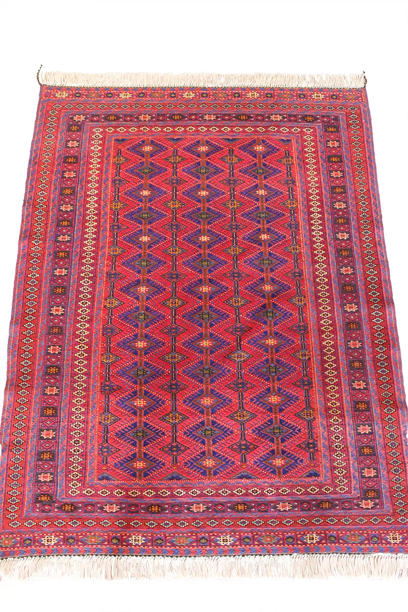 El Dokuma Afgan Berceste Kırmızı Yün Kilim