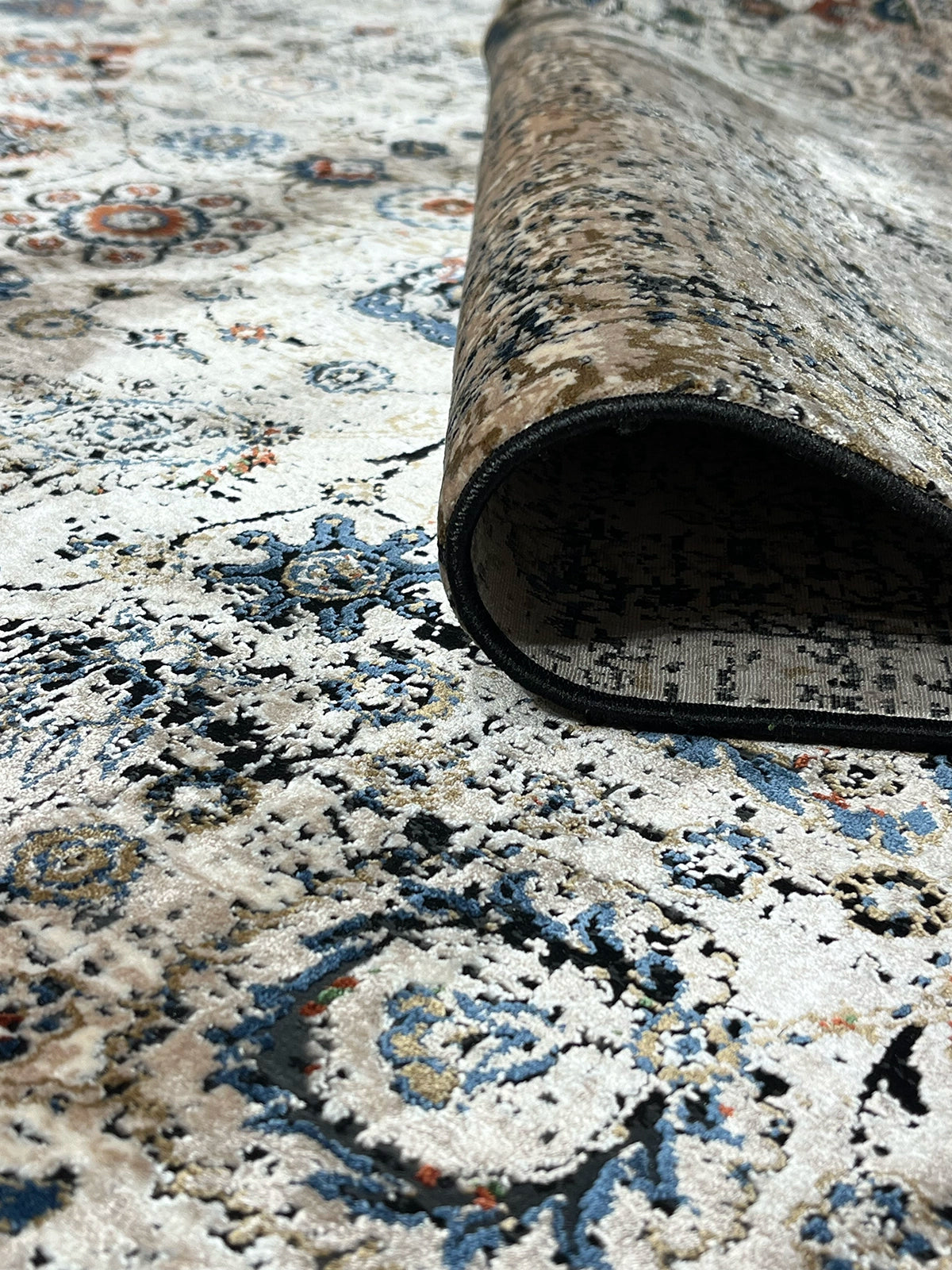 Pietra Serisi Etnik Desenli Bej Bambu Özel Tezgah Halısı