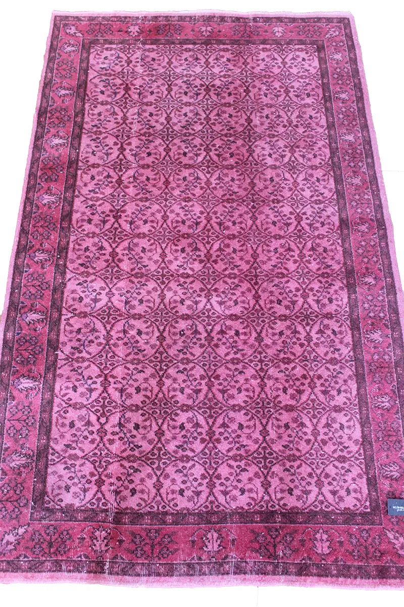 El Dokuma Pembe Vintage Halı