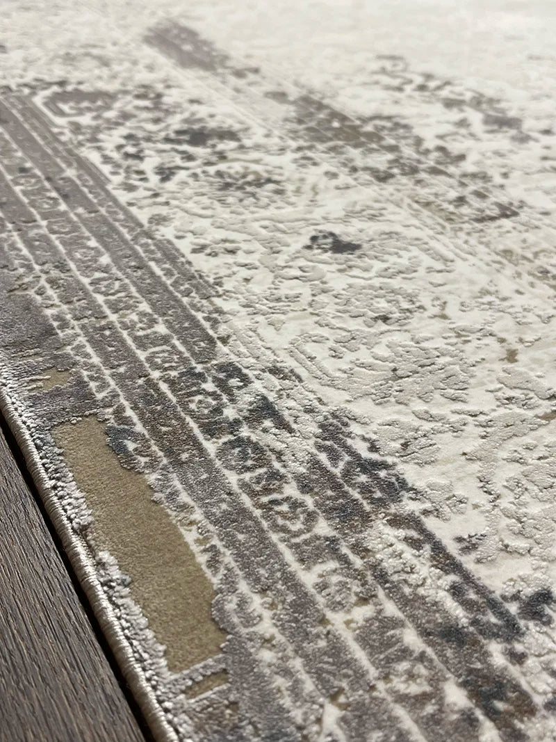 Olimpos Serisi Eskitme Desen Bej Bambu Özel Tezgah Halısı