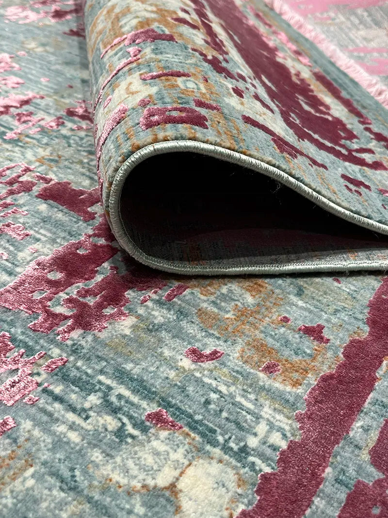 Uşak Desenli Pembe Bambu Özel Tezgah Halısı